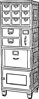 filing cabinet with drawers of different sizes