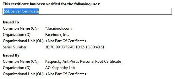 screenshot of facebook.com cert