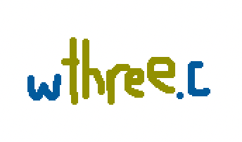 a shitty drawing of a w, the word three spelled out, and followed by a period and the letter c